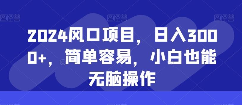 2024风口项目，日入3000+，简单容易，小白也能无脑操作-创薯资源