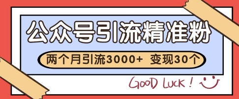 公众号精准粉引流玩法，2个月3000+精准粉，变现30个W【揭秘】-创薯资源