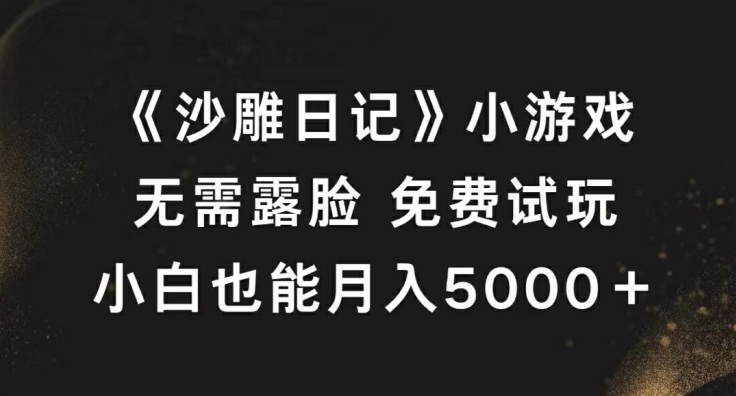 《沙雕日记》小游戏，无需露脸免费试玩，小白也能月入5000+【揭秘】-创薯资源