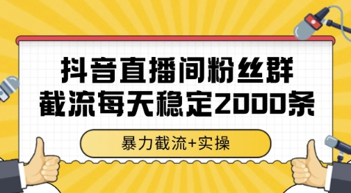 抖音直播间粉丝群暴力截流，一台电脑每天稳定2000条数据，暴力截流+实操 【揭秘】-创薯资源