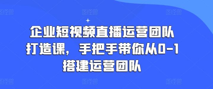 企业短视频直播运营团队打造课，手把手带你从0-1搭建运营团队-创薯资源