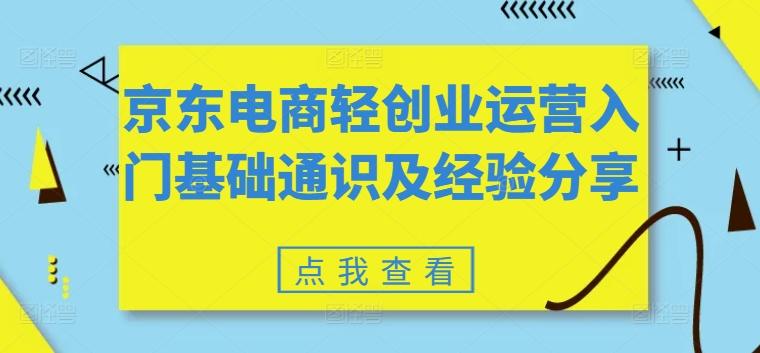 京东电商轻创业运营入门基础通识及经验分享-创薯资源