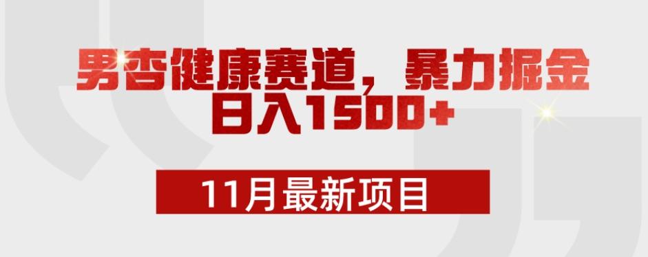 11月最新项目，男杏健康赛道，暴力掘金，日入1500+-创薯资源