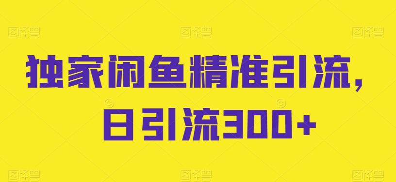 独家闲鱼精准引流，日引流300+【揭秘】-创薯资源
