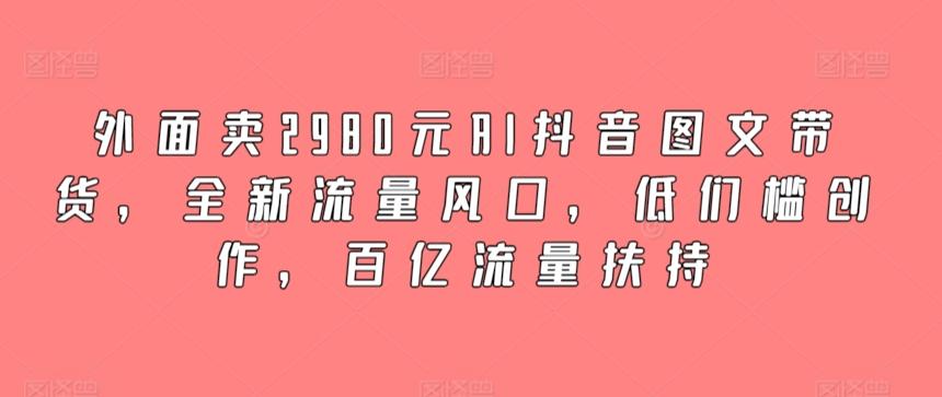 外面卖2980元AI抖音图文带货，全新流量风口，低们槛创作，百亿流量扶持-创薯资源