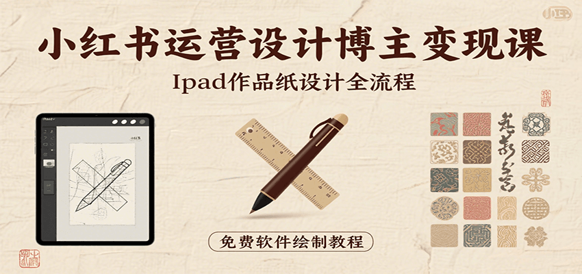 小红书运营设计博主变现课：iPad 上手作品纸设计，含全流程及细节技巧，避坑少绕路-创薯资源