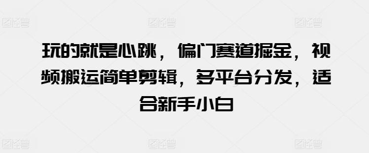 玩的就是心跳，偏门赛道掘金，视频搬运简单剪辑，多平台分发，适合新手小白【揭秘】-创薯资源
