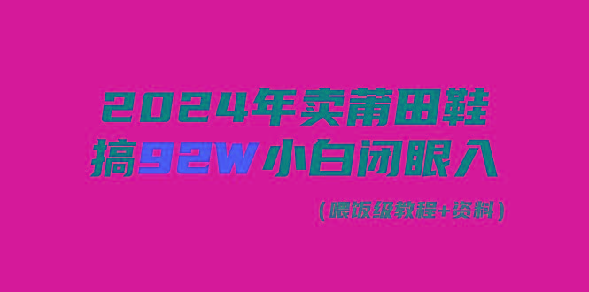 (9329期)2024年卖莆田鞋，搞了92W，小白闭眼操作！-创薯资源