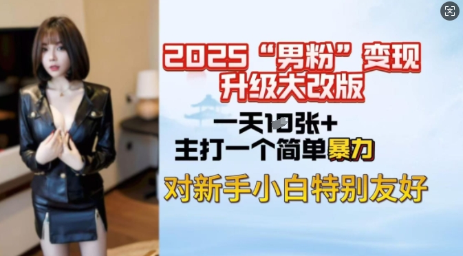 2025男粉变现全新玩法升级，日入上千简简单单，小白可轻松上手-创薯资源