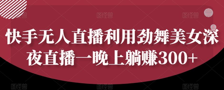 快手无人直播利用劲舞美女深夜直播一晚上躺赚300+-创薯资源