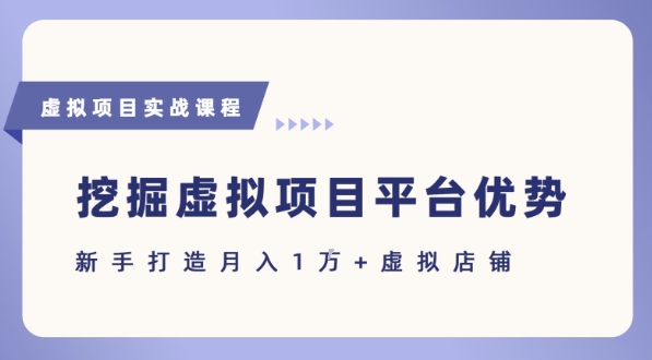 抓住虚拟项目各平台优势，新手轻松月入1W+(给出具体建议)-创薯资源