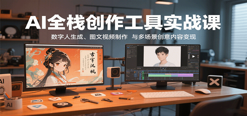 AI全栈创作工具实战课：数字人生成、图文视频制作与多场景创意内容变现-创薯资源