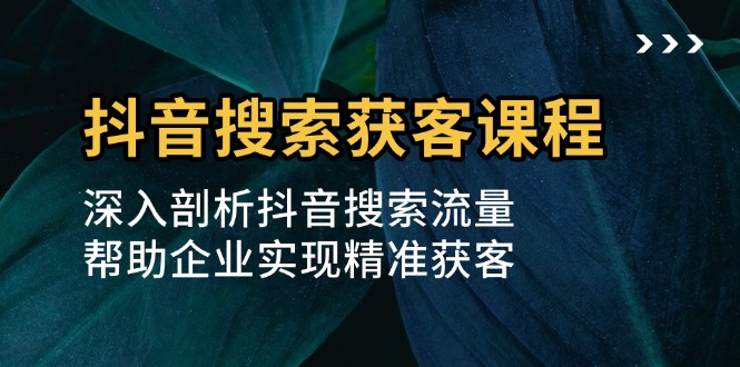 抖音搜索获客课程：深入剖析抖音搜索流量，帮助企业实现精准获客-创薯资源