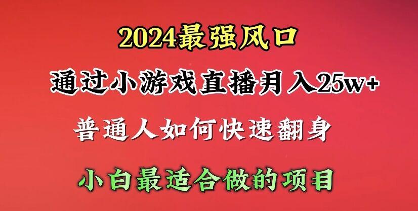 (10020期)2024年最强风口，通过小游戏直播月入25w+单日收益5000+小白最适合做的项目-创薯资源