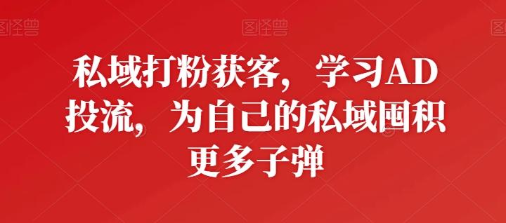 私域打粉获客，学习AD投流，为自己的私域囤积更多子弹-创薯资源