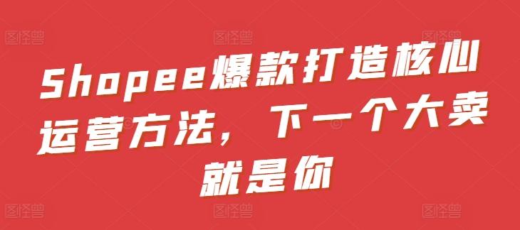 Shopee爆款打造核心运营方法，下一个大卖就是你-创薯资源