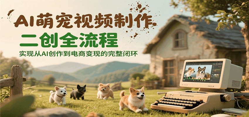 AI萌宠视频制作二创全流程，实现从AI创作到电商变现的完整闭环-创薯资源