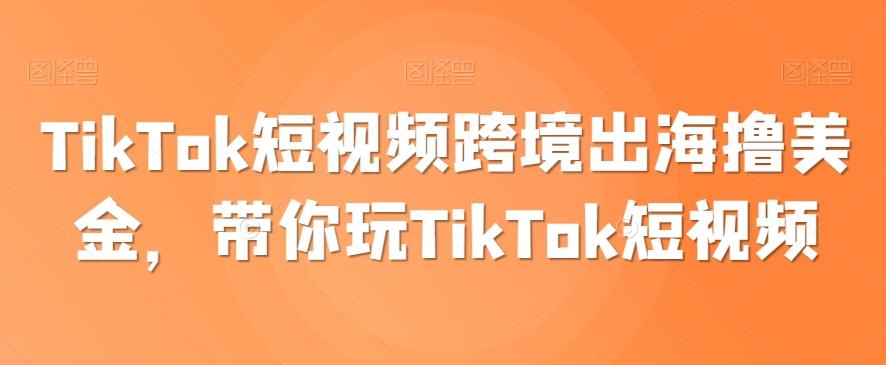 TikTok短视频跨境出海撸美金，带你玩TikTok短视频-创薯资源