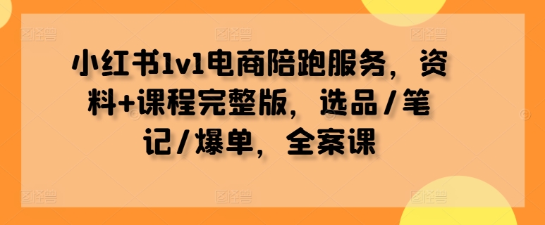 小红书1v1电商陪跑服务，资料+课程完整版，选品/笔记/爆单，全案课-创薯资源