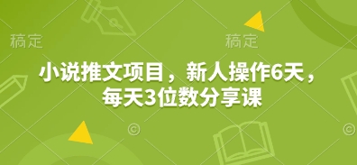 小说推文项目，新人操作6天，每天3位数分享课-创薯资源