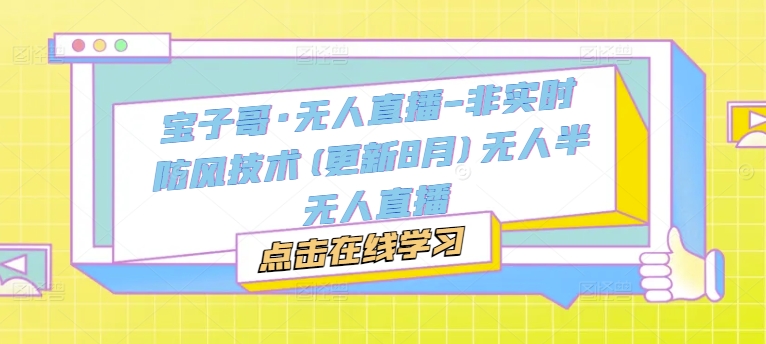 宝子哥·无人直播-非实时防风技术(更新11月)无人半无人直播-创薯资源