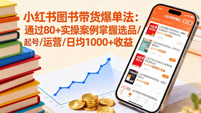 小红书图书带货爆单法：通过80+实操案例掌握选品/起号/运营/日均1000+收益-创薯资源