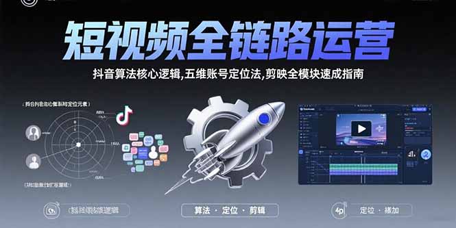 短视频全链路运营：抖音算法核心逻辑,五维账号定位法,剪映全模块速成指南-创薯资源