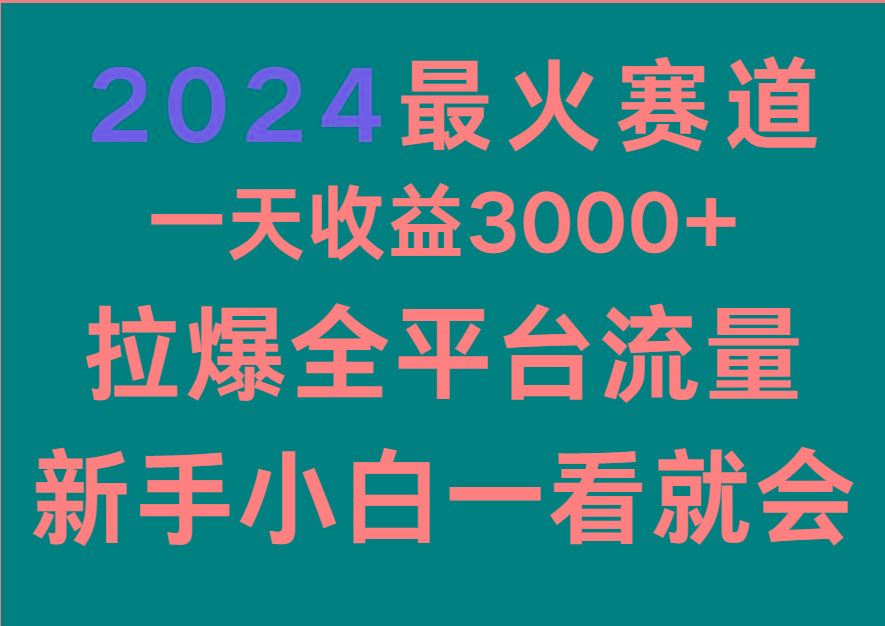 2024最火赛道，一天收一3000+.拉爆全平台流量，新手小白一看就会-创薯资源