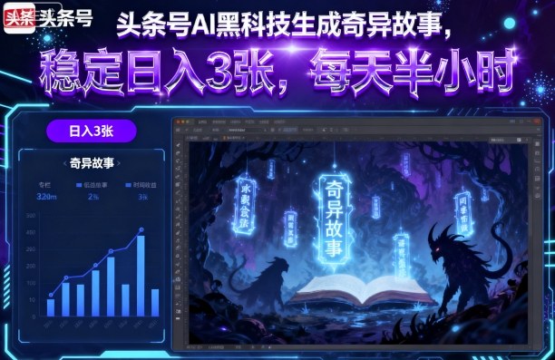 头条号AI黑科技生成奇异故事，稳定日入3张，每天半小时-创薯资源