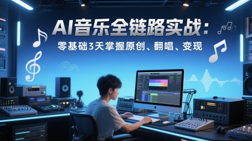 AI音乐全链路实战变现课：零基础3天掌握原创、翻唱、变现-创薯资源