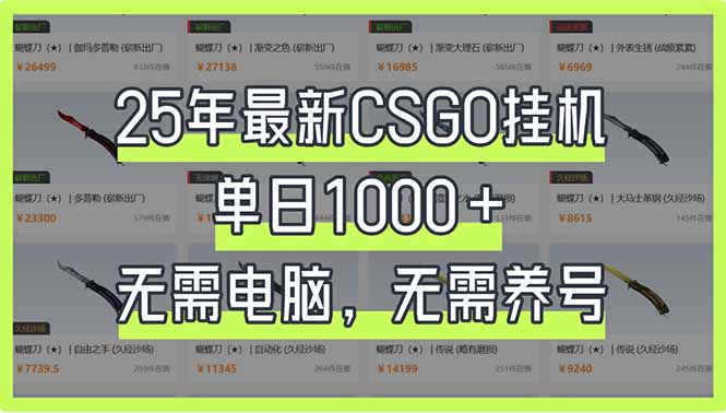 25年最新CSGO挂机系统，单日1000+，无需电脑，无需养号，0基础可上手-创薯资源