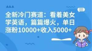 全新冷门赛道：看着美女学英语，篇篇爆火，单日涨粉10000+收入5000+-创薯资源