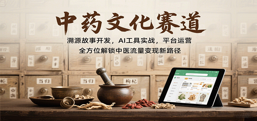 中药文化赛道：溯源故事开发，AI工具实战，平台运营，全方位解锁中医流量变现新路径-创薯资源