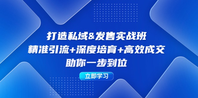 打造私域&发售实操班：精准引流+深度培育+高效成交，助你一步到位-创薯资源