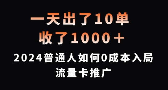 一天出了10单，收了1000+，2024普通人如何0成本入局流量卡推广【揭秘】-创薯资源