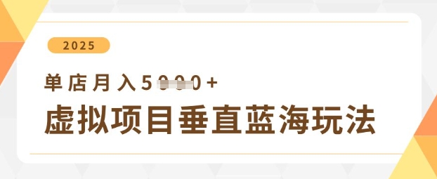 虚拟项目垂直玩法，实现单店月入5k+-创薯资源