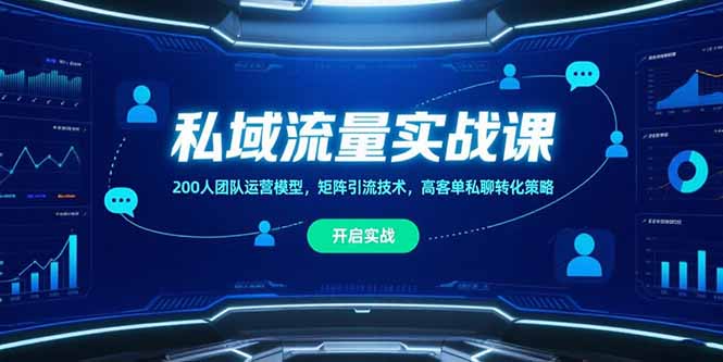 私域流量实战课，200人团队运营模型，矩阵引流技术，高客单私聊转化策略-创薯资源