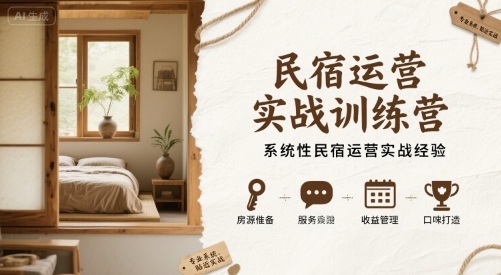 民宿运营实战训练营，系统性民宿运营实战经验-创薯资源
