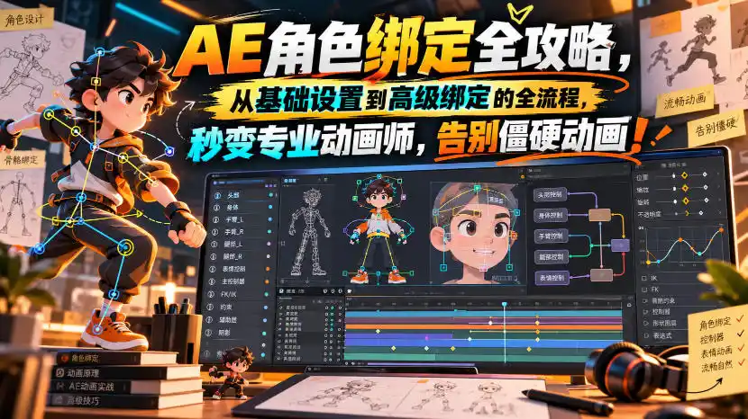 【无水印】AE角色绑定全攻略，从基础设置到高级绑定的全流程，秒变专业动画师，告别僵硬动画！【原创双语字幕】-创薯资源