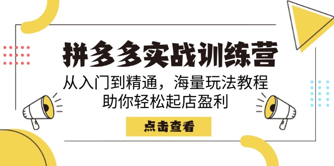 拼多多实战训练营，从入门到精通，海量玩法教程，助你轻松起店盈利-创薯资源