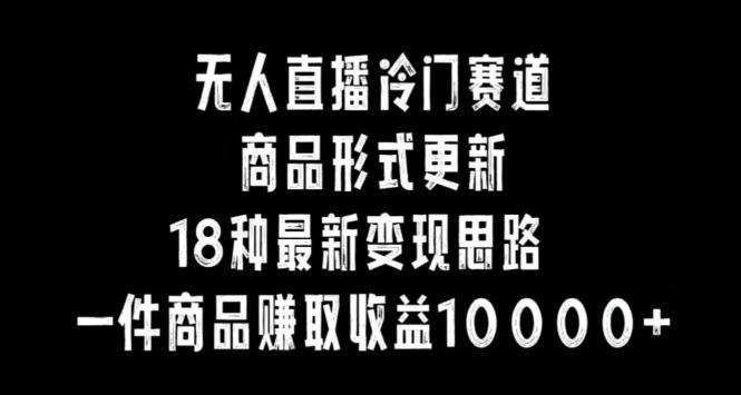 无人直播冷门赛道，商品形式更新，18种变现思路，一件商品赚取收益10000+【揭秘】-创薯资源