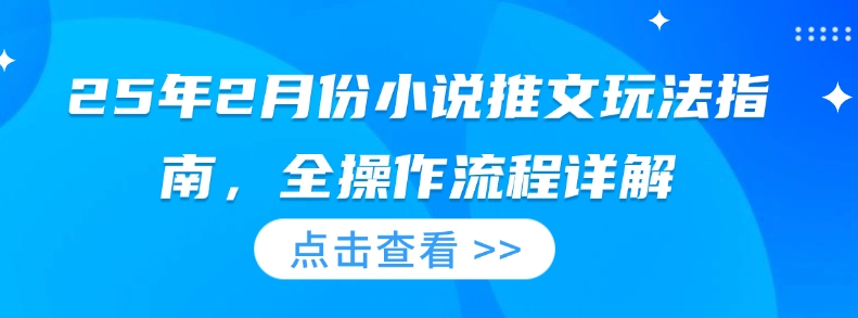 25年2月份小说推文玩法指南，全操作流程详解-创薯资源