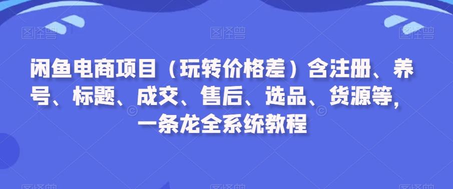闲鱼电商项目(玩转价格差)含注册、养号、标题、成交、售后、选品、货源等，一条龙全系统教程-创薯资源