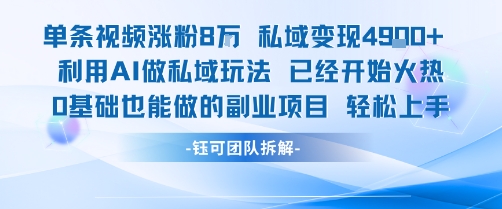 单条视频私域变现4.9k+利用AI做私域玩法 已经开始火热0基础也能做的副业项目轻松上手-创薯资源