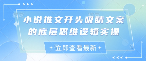 小说推文开头吸睛文案的底层思维逻辑实操-创薯资源