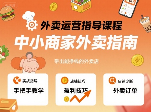 外卖运营指导课程，中小商家外卖指南，手把手带出能挣钱的外卖店-创薯资源