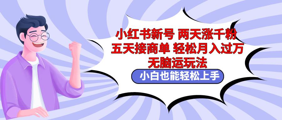 小红书新号两天涨千粉五天接商单轻松月入过万 无脑搬运玩法 小白也能轻…-创薯资源