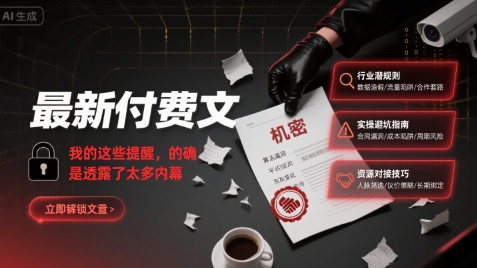 最新付费文：我的这些提醒，的确是透露了太多内幕-创薯资源