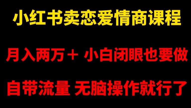小红书卖恋爱情商课程，月入两万＋，小白闭眼也要做，自带流量，无脑操作就行了【揭秘】-创薯资源