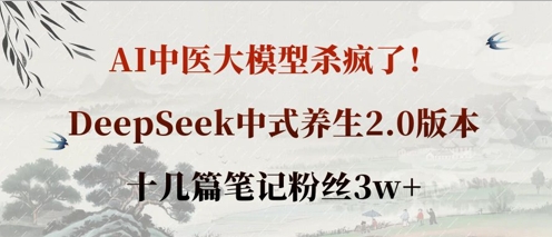 AI中医大模型杀疯了！DeepSeek中式养生2.0版本，十几篇笔记粉丝3w+-创薯资源